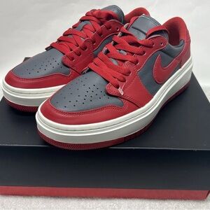 Nike Air Jordan 1 Womens Size 9 Red Gray Elevate Low Top Sneaker Shoes New
